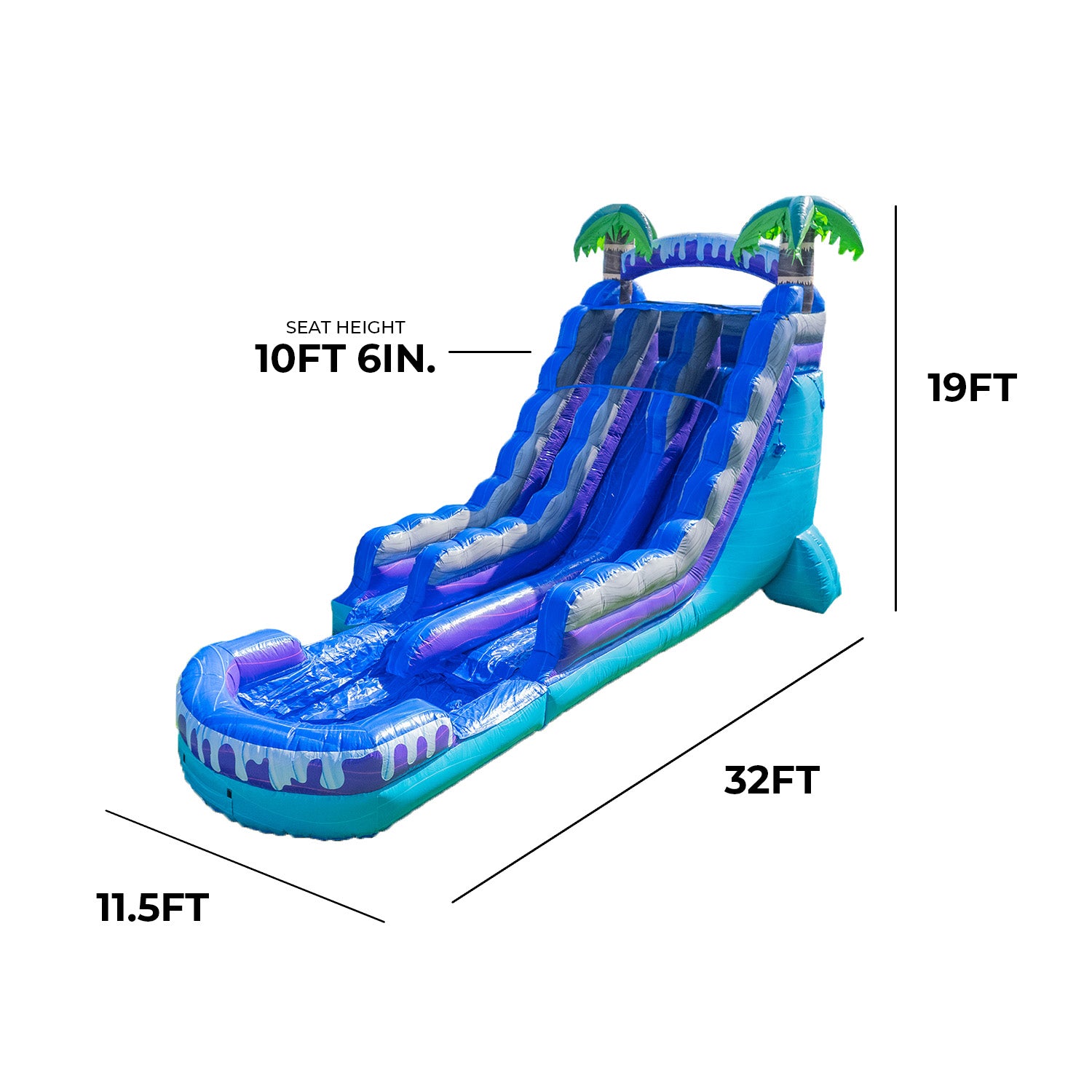 Tropical Deep Sea 19' Dual Lane Water Slide with Attached Deep Pool