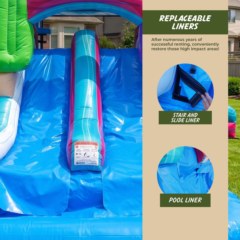 NEW! Pop Splash Dual Lane Combo with Slide & Attached Pool – XJUMP