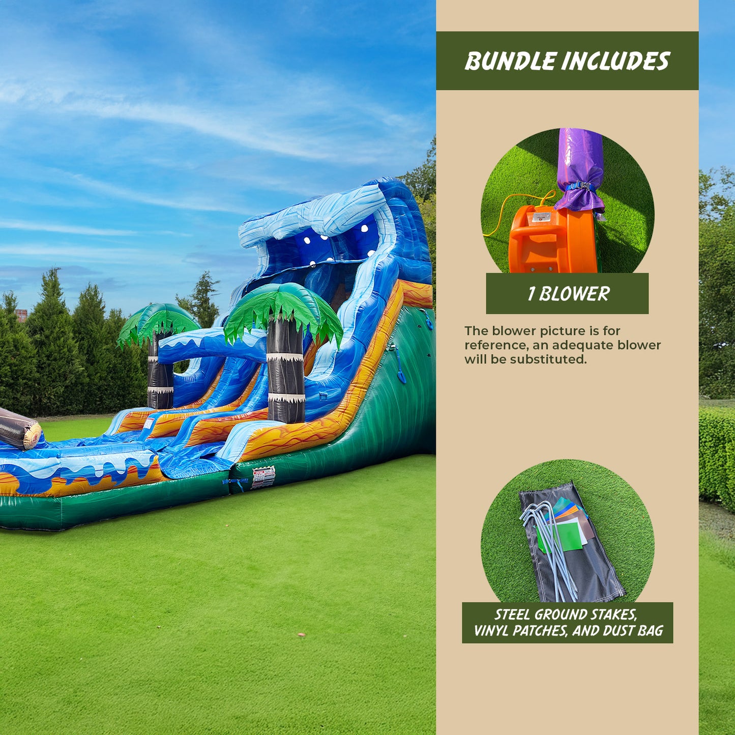 
                  
                    Commercial Grade Jungle Falls 17' Dual Lane Water Slide with detachable pool
                  
                