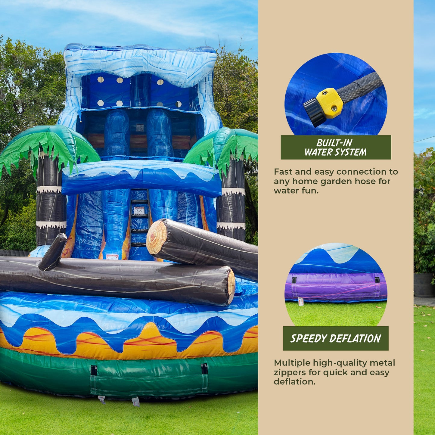 
                  
                    Commercial Grade Jungle Falls 17' Dual Lane Water Slide with detachable pool
                  
                