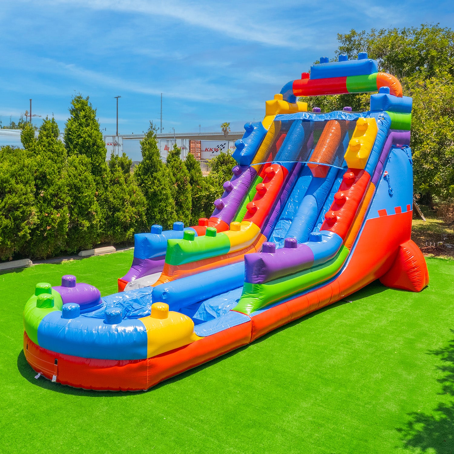 ポップアップ19 XJUMP Block Party 19' Water Slide with Attached Pool