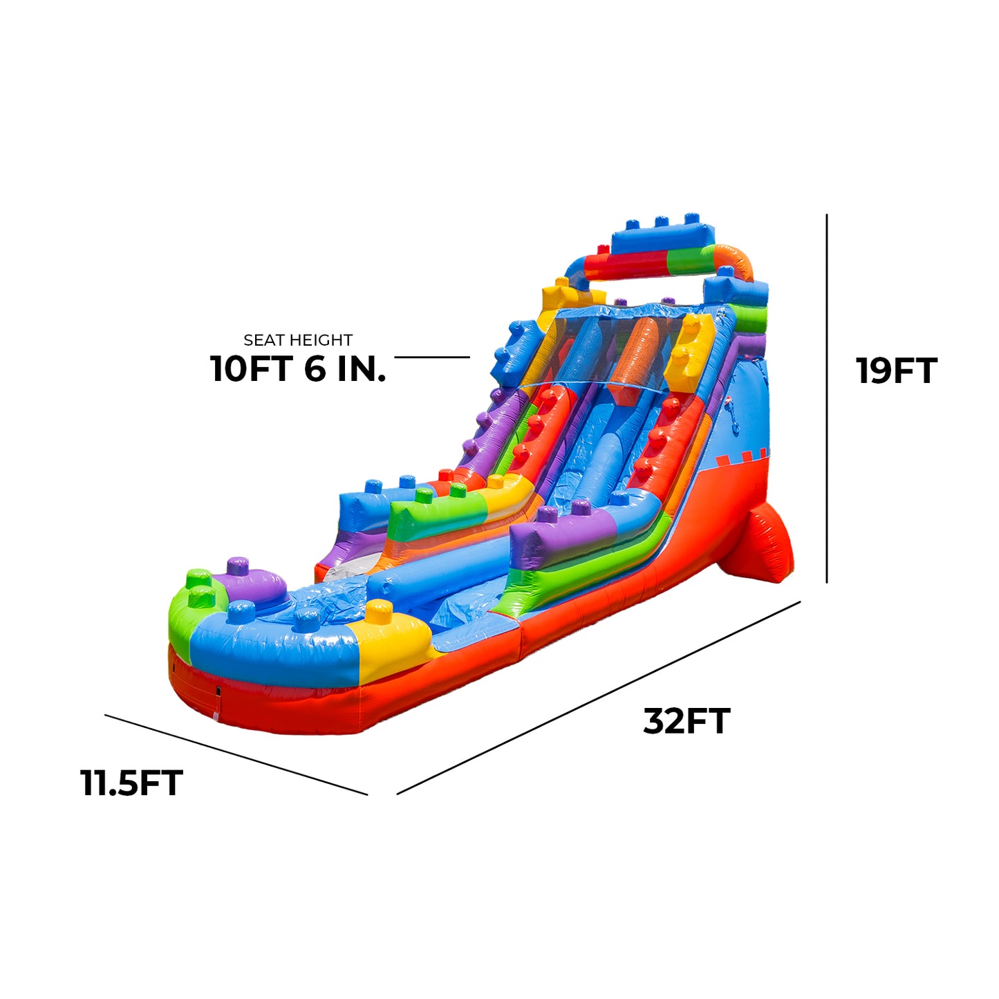 XJUMP Block Party 19' Water Slide with Attached Pool