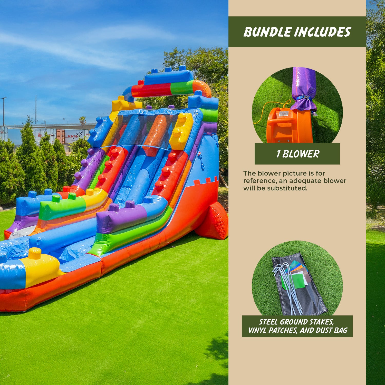 Block Party 19' Dual Lane Water Slide with Attached Deep Pool – XJUMP