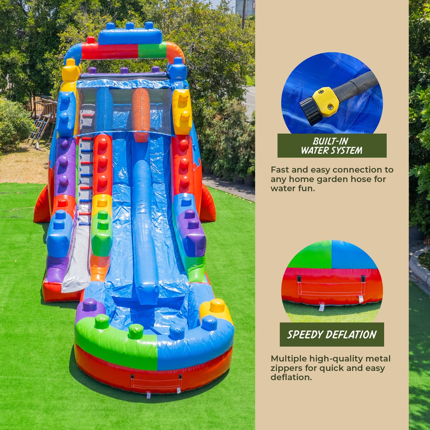 Block Party 19' Dual Lane Water Slide with Attached Deep Pool – XJUMP