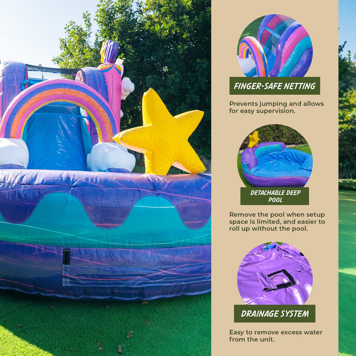 Unicorn Detachable Deep Inflatable Pool Combo | XJUMP