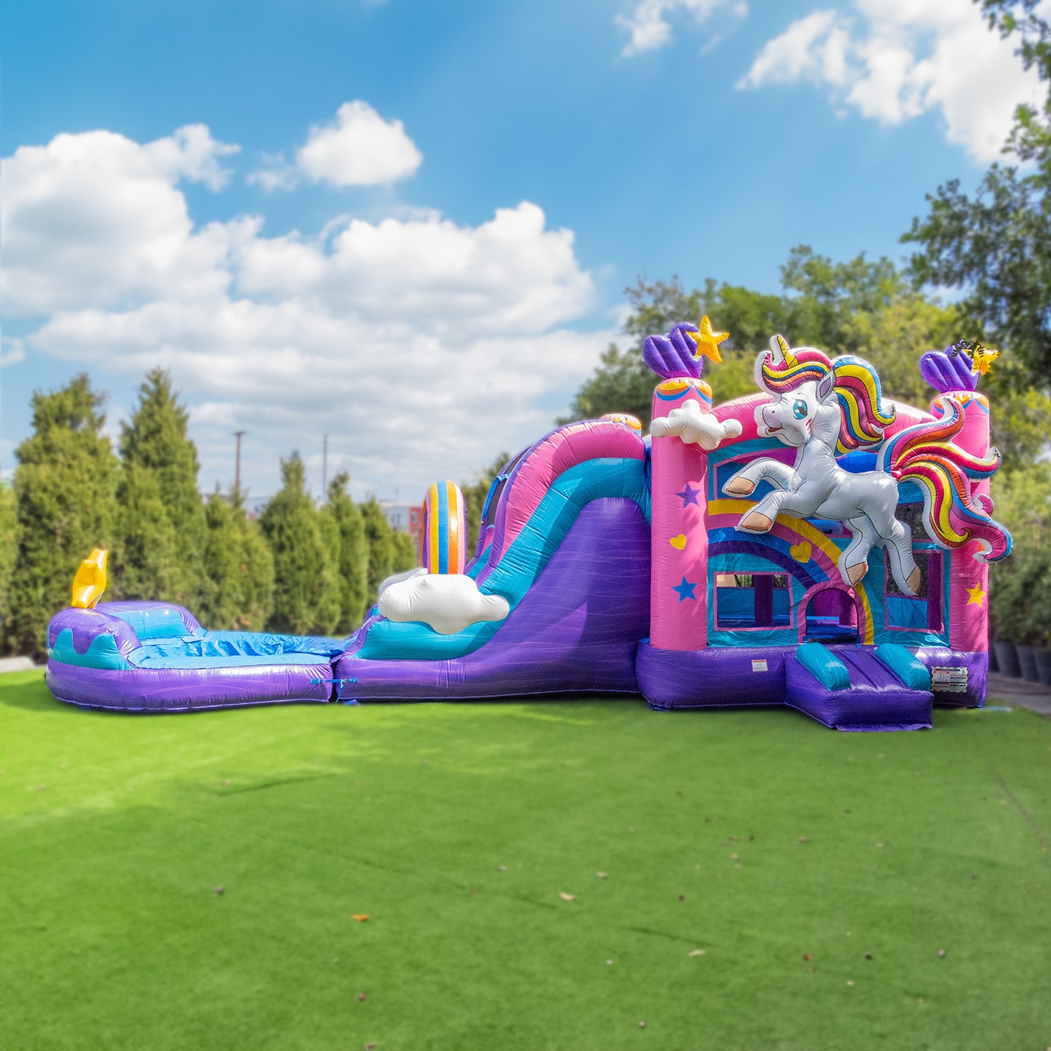 Unicorn Wet & Dry Bounce House with Slide and Detachable Deep Pool β commercial inflatable water slide