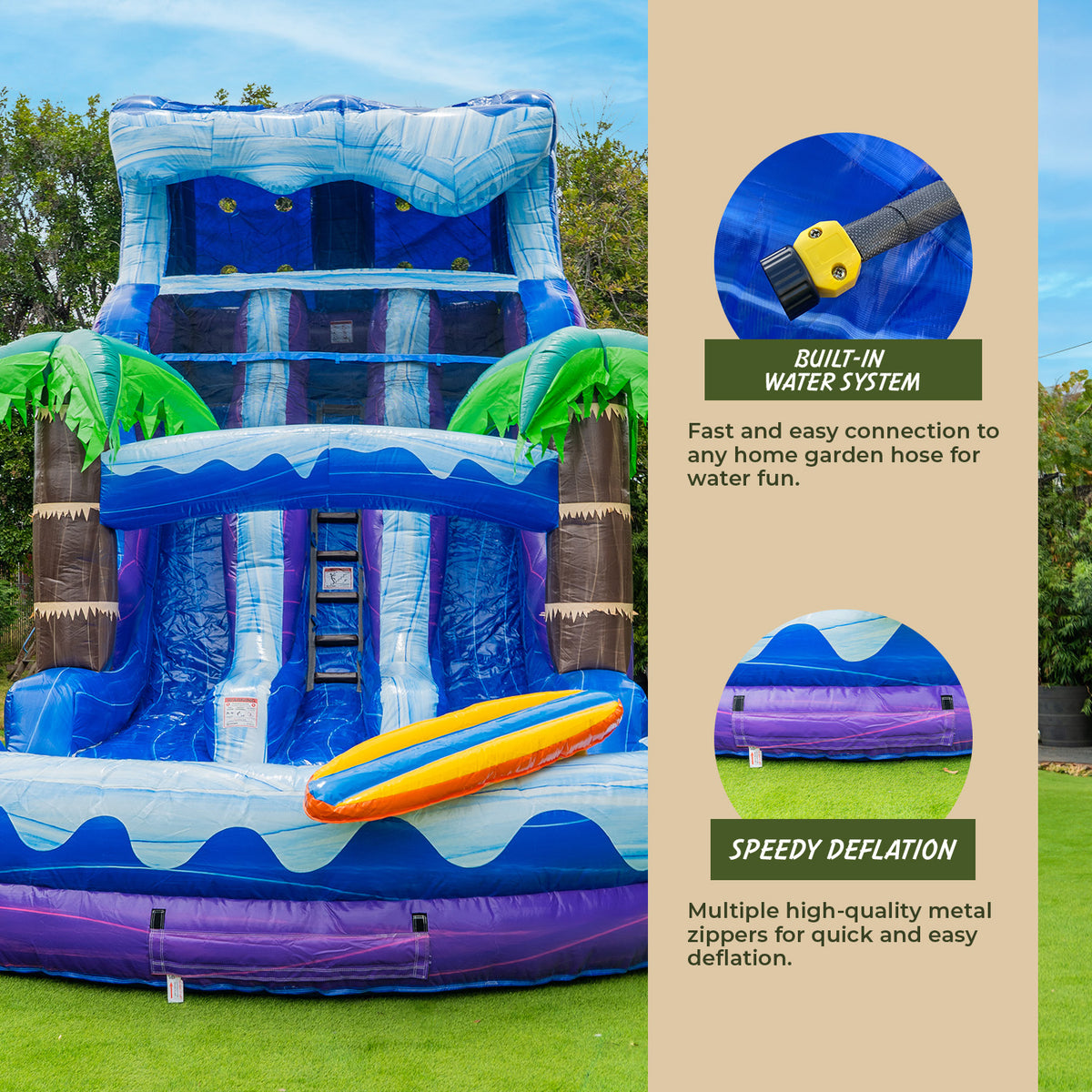 Speed Inflatable Water Slide Shop Surf Beach 17 ft Tall Dual Lane Water Slide | XJUMP