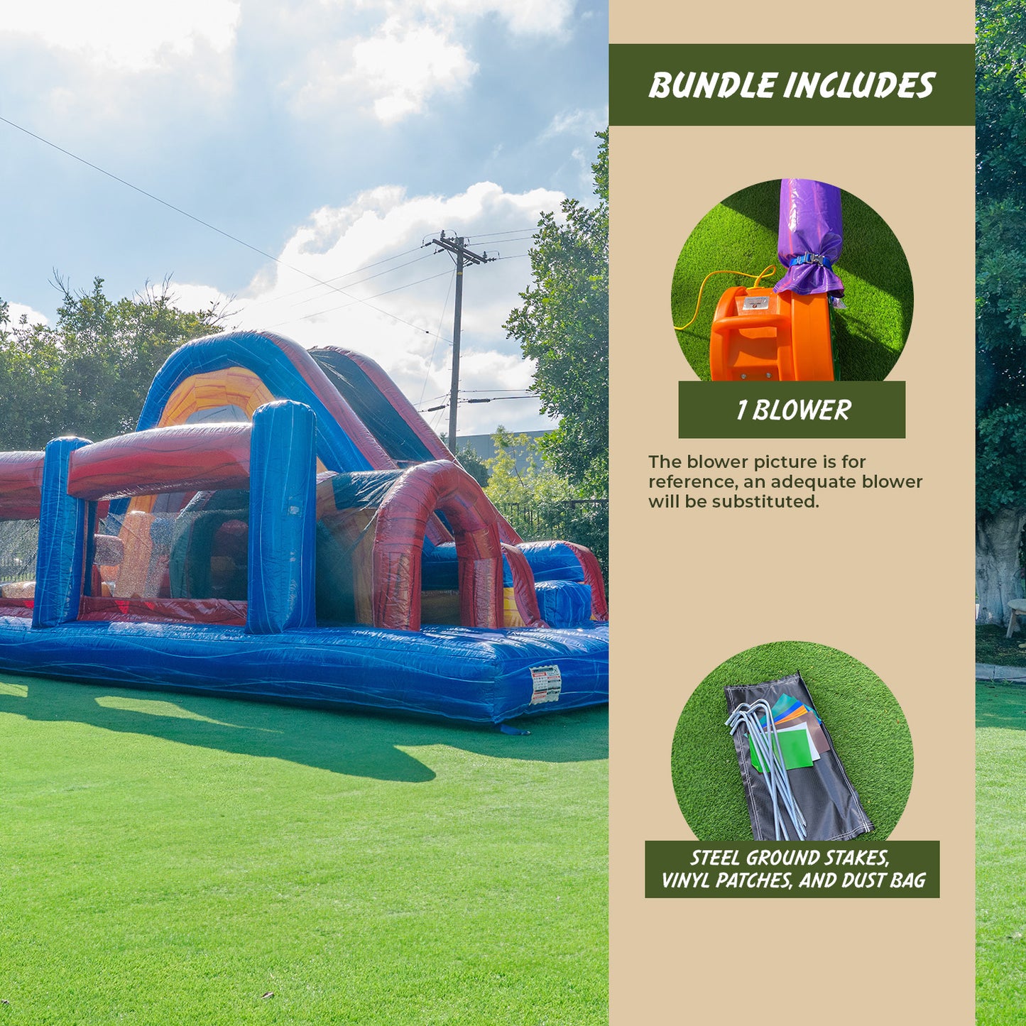 Inflatable Course Runs Retro U Run 30 FT Inflatable Obstacle Course | XJUMP