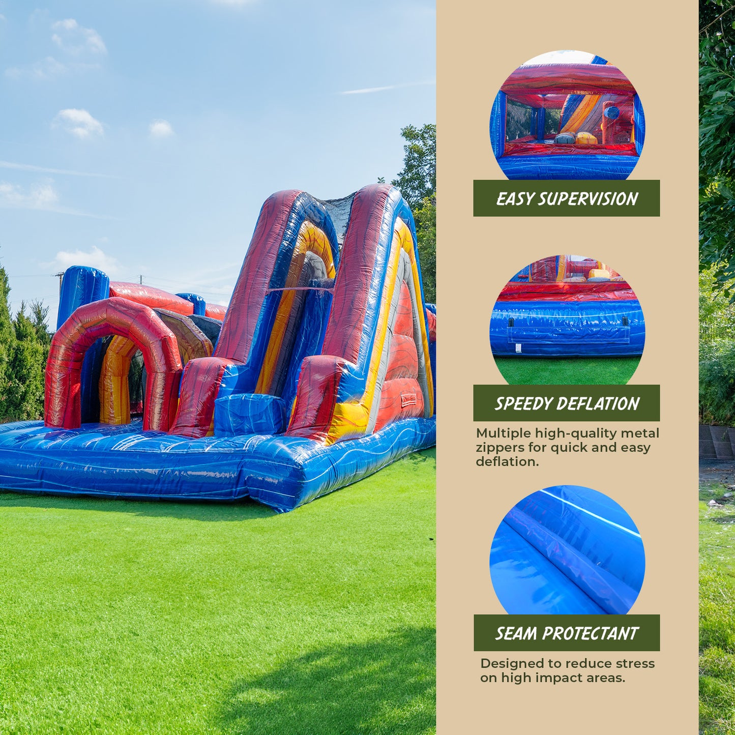 Inflatable Course Runs Retro U Run 30 FT Inflatable Obstacle Course | XJUMP