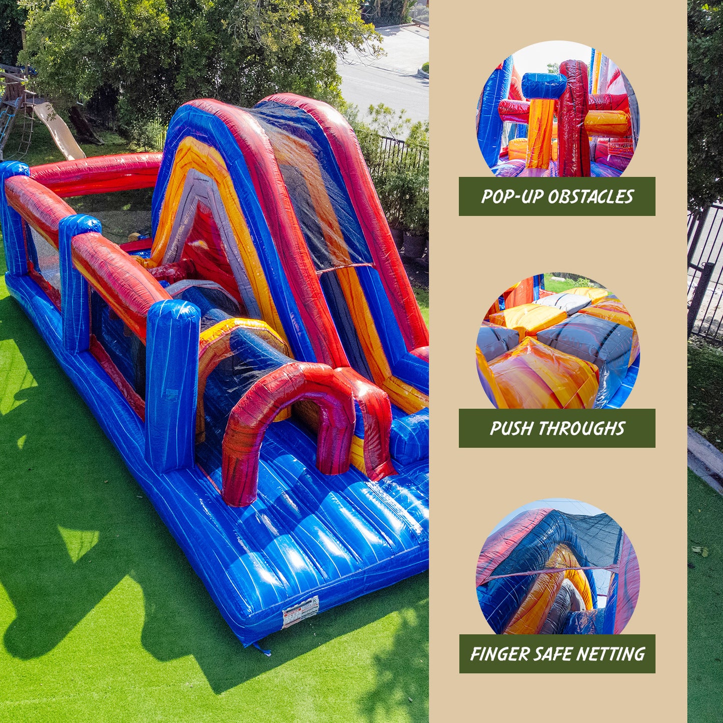 Inflatable Course Runs Retro U Run 30 FT Inflatable Obstacle Course | XJUMP